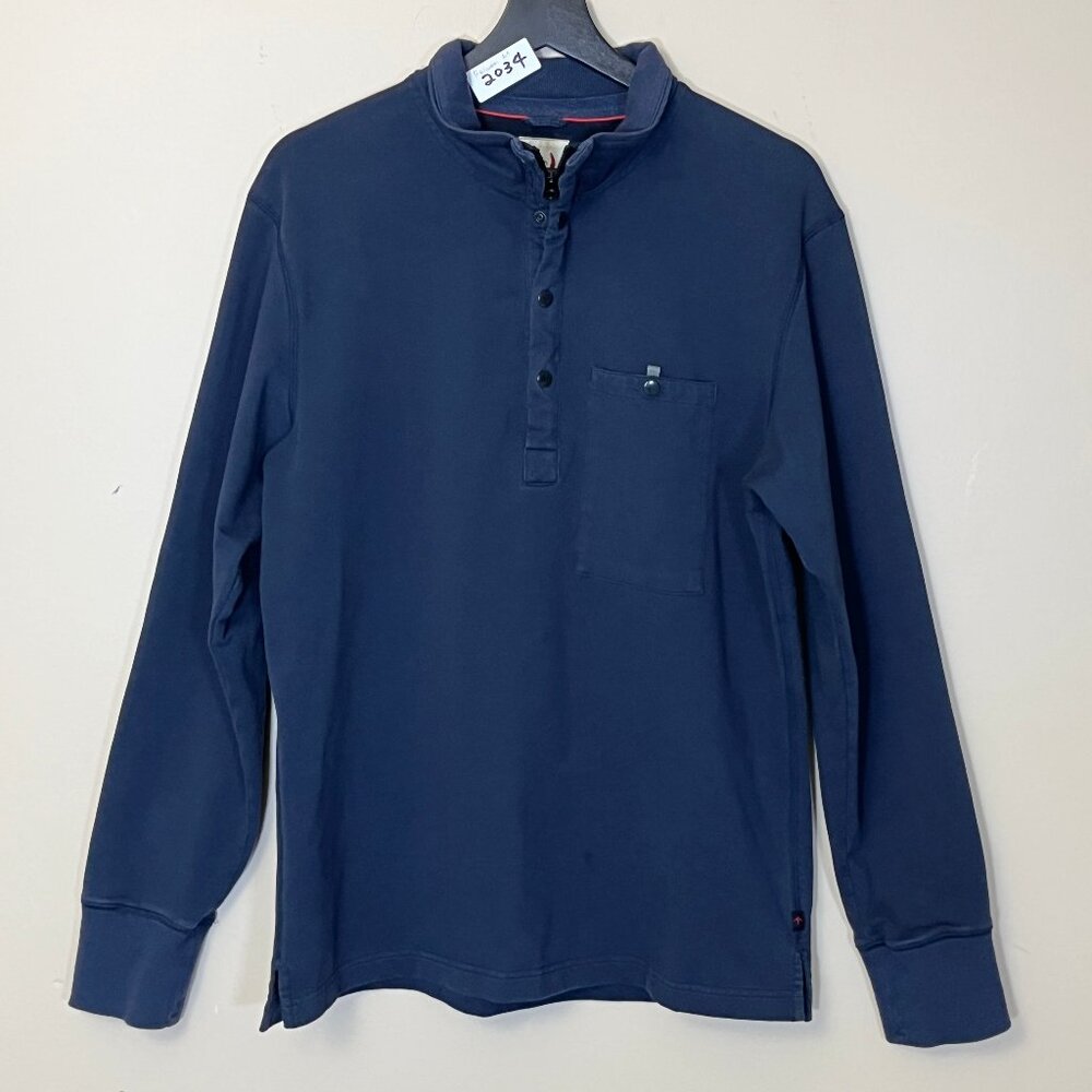 Relwen 1/4 Zip Snap Button Sweatshirt Pullover - Men's Size M - Blue